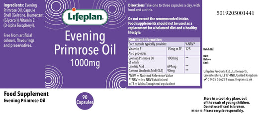 Evening Primrose Oil label