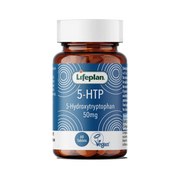 Lifeplan 5-HTP supplement bottle on a white background