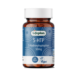 Lifeplan 5-HTP supplement bottle on a white background