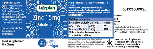 Zinc Citrate 15mg