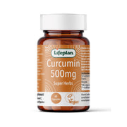 Lifeplan Curcumin 500mg supplement bottle on a white background
