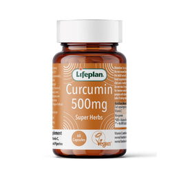 Lifeplan Curcumin 500mg supplement bottle on a white background