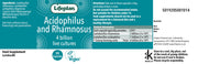 Lifeplan Acidophilus and Rhamnosus supplement label with text and branding.