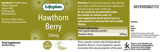 These capsules contain only dried powdered Hawthorn Berry