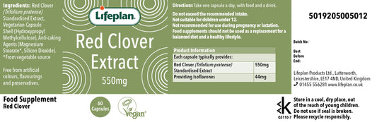 Red Clover Extract label