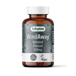 Lifeplan WindAway Activated Charcoal supplement bottle on a white background